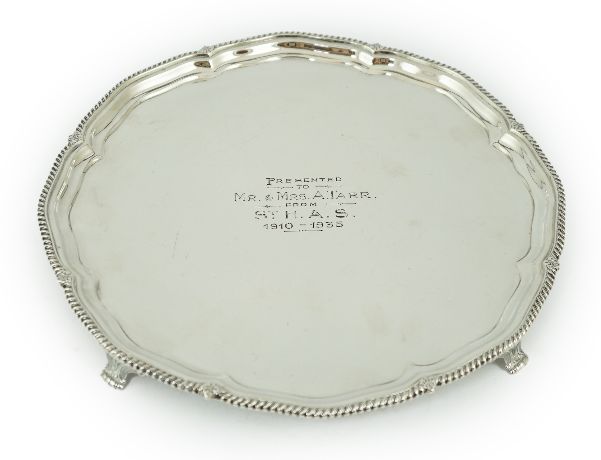 A George V silver salver, by George Howson